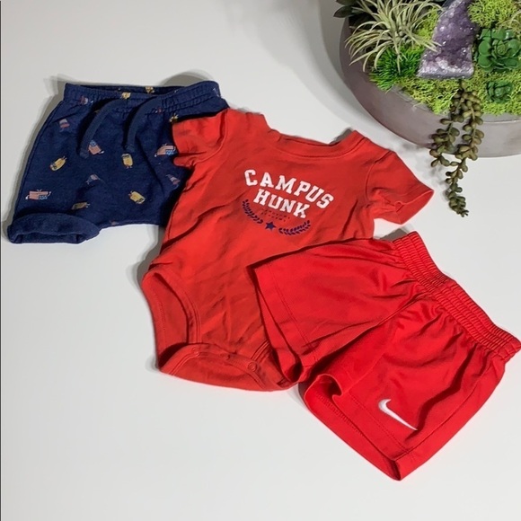 Campus Hunk Baby Onesie Shorts Bundle 3 piece Nike - Picture 1 of 8